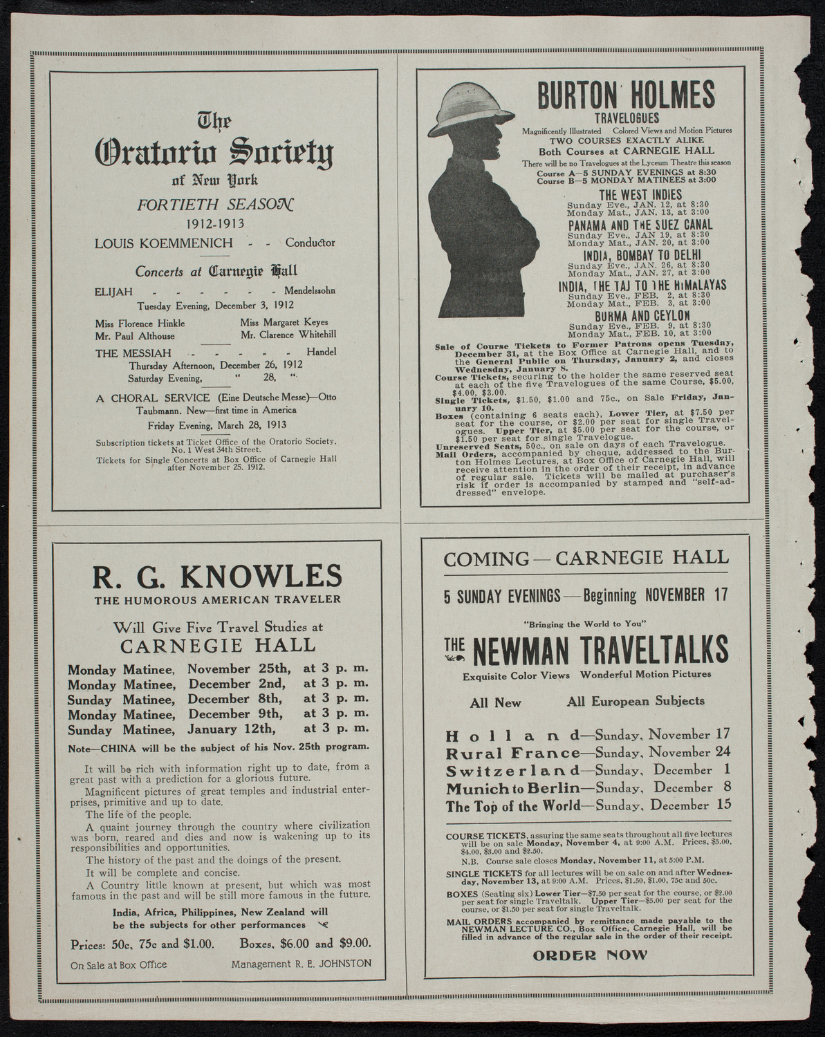 Elmendorf Lecture: The Great Southwest, October 28, 1912, program page 10
