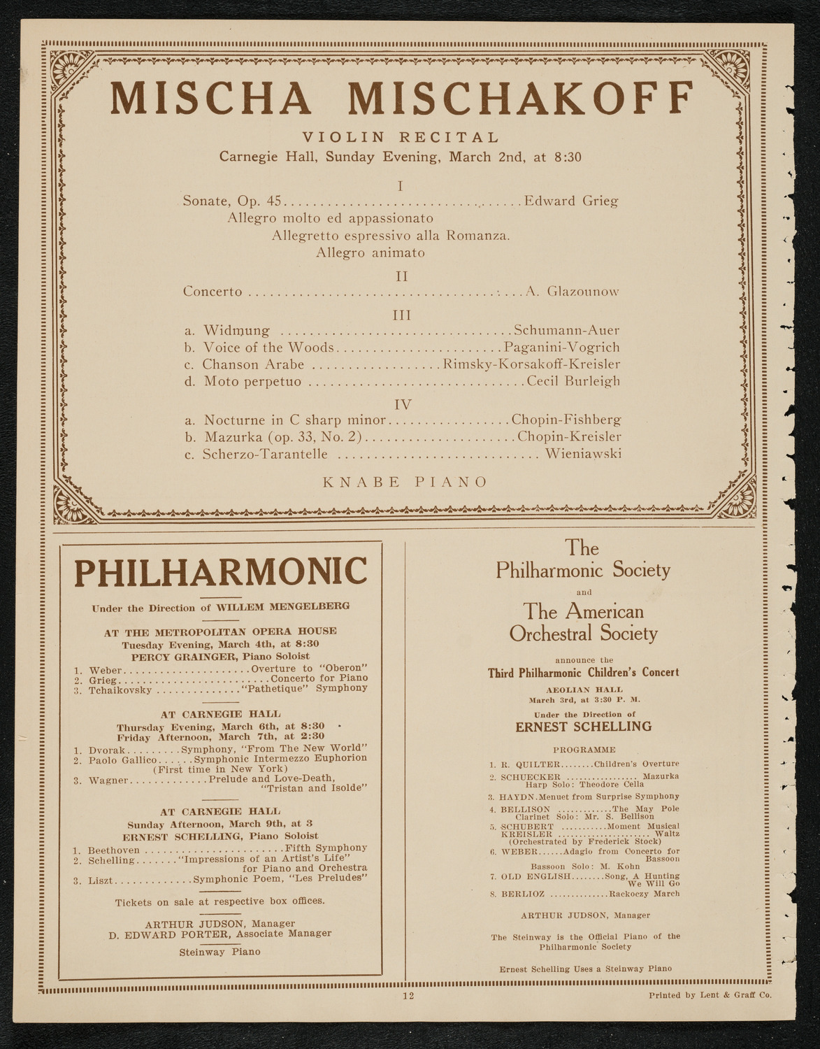 Symphony Concert for Young People, March 1, 1924, program page 12