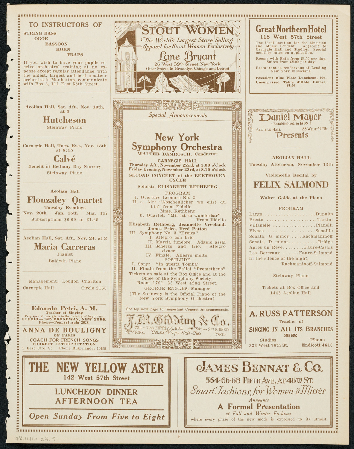 Reinald Werrenrath, Baritone, November 11, 1923, program page 9