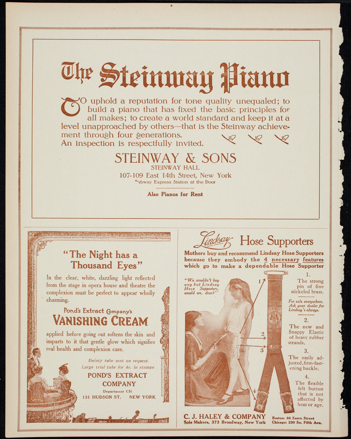 Julia Culp, Contralto, January 5, 1914, program page 4