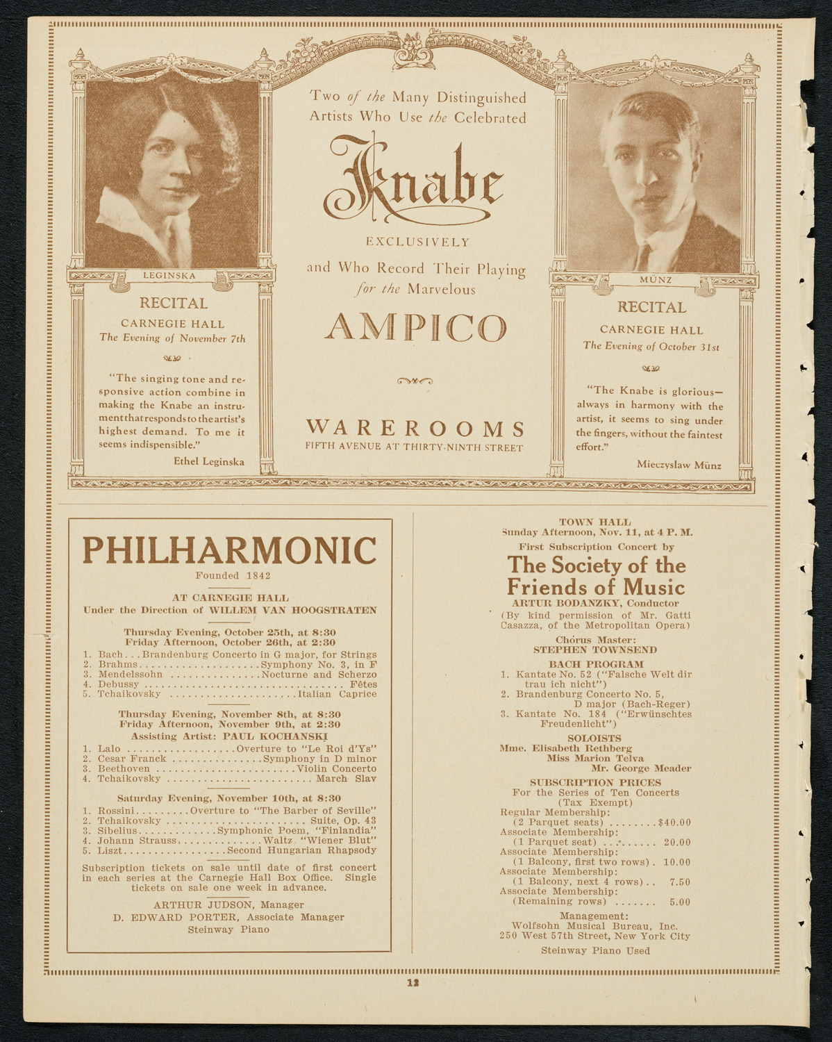 Sistine Chapel Choir, October 18, 1923, program page 12