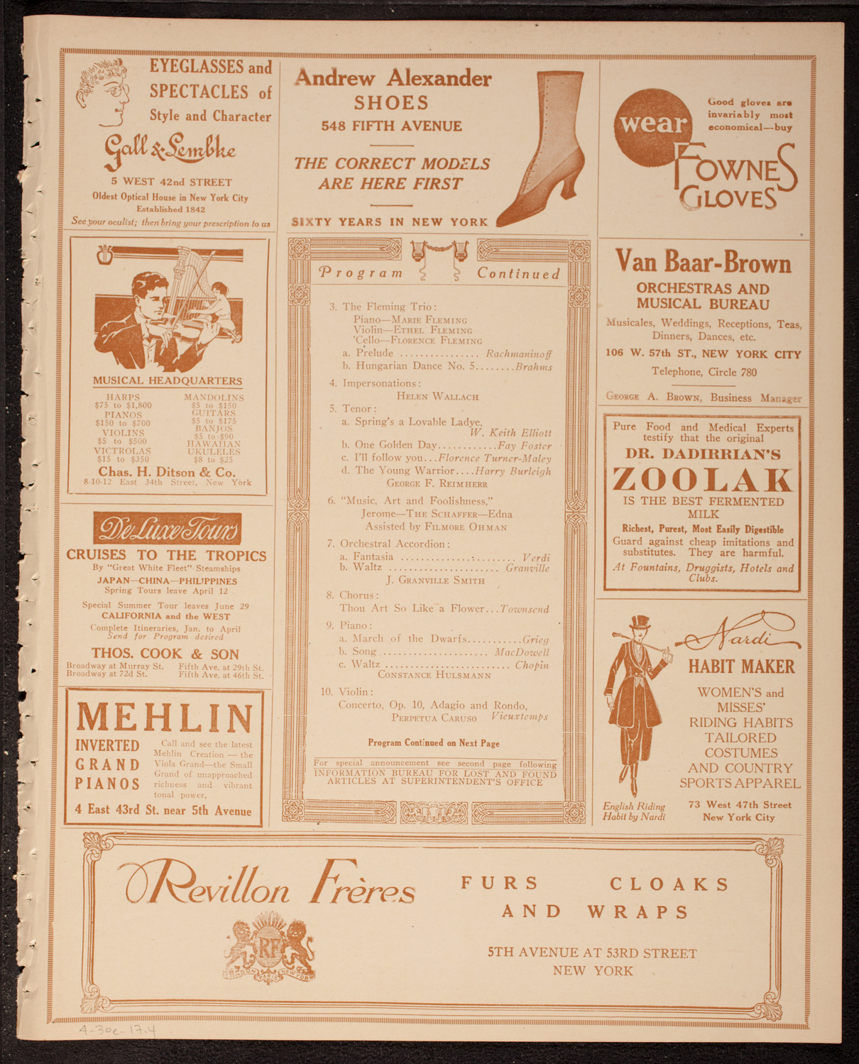 Benefit: St. Andrew's One Cent Coffee Stands Society, April 30, 1917, program page 7