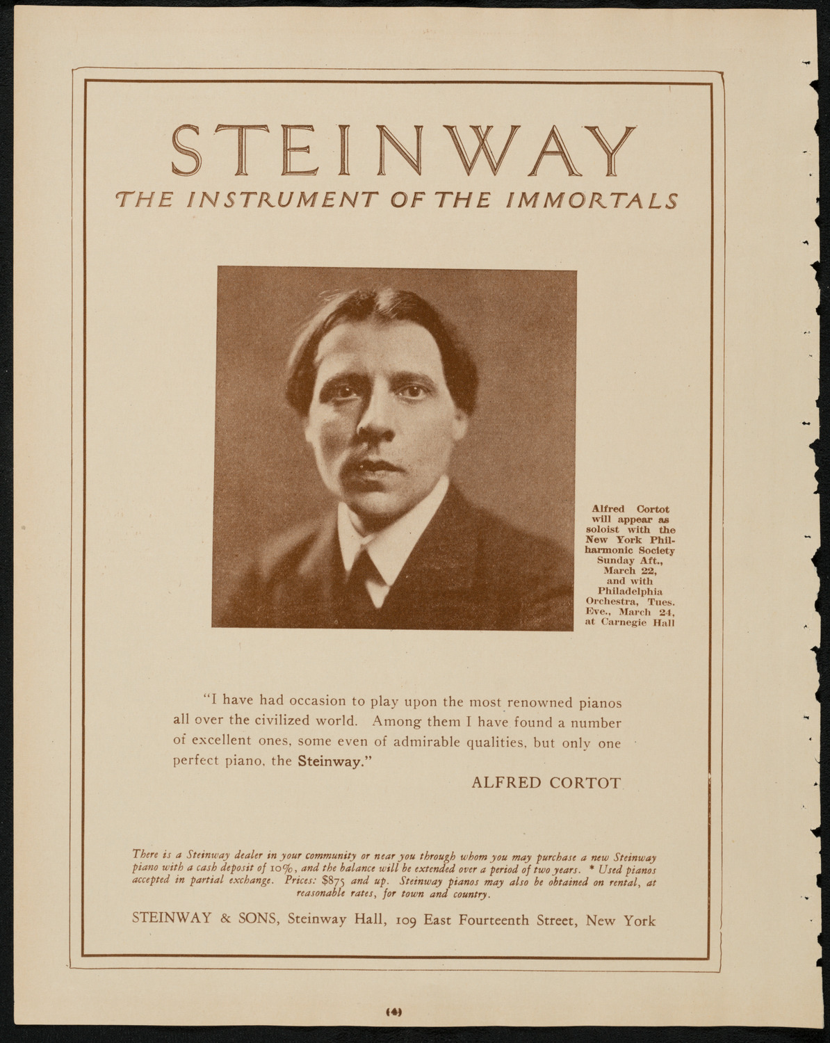 New York Philharmonic, March 22, 1925, program page 4