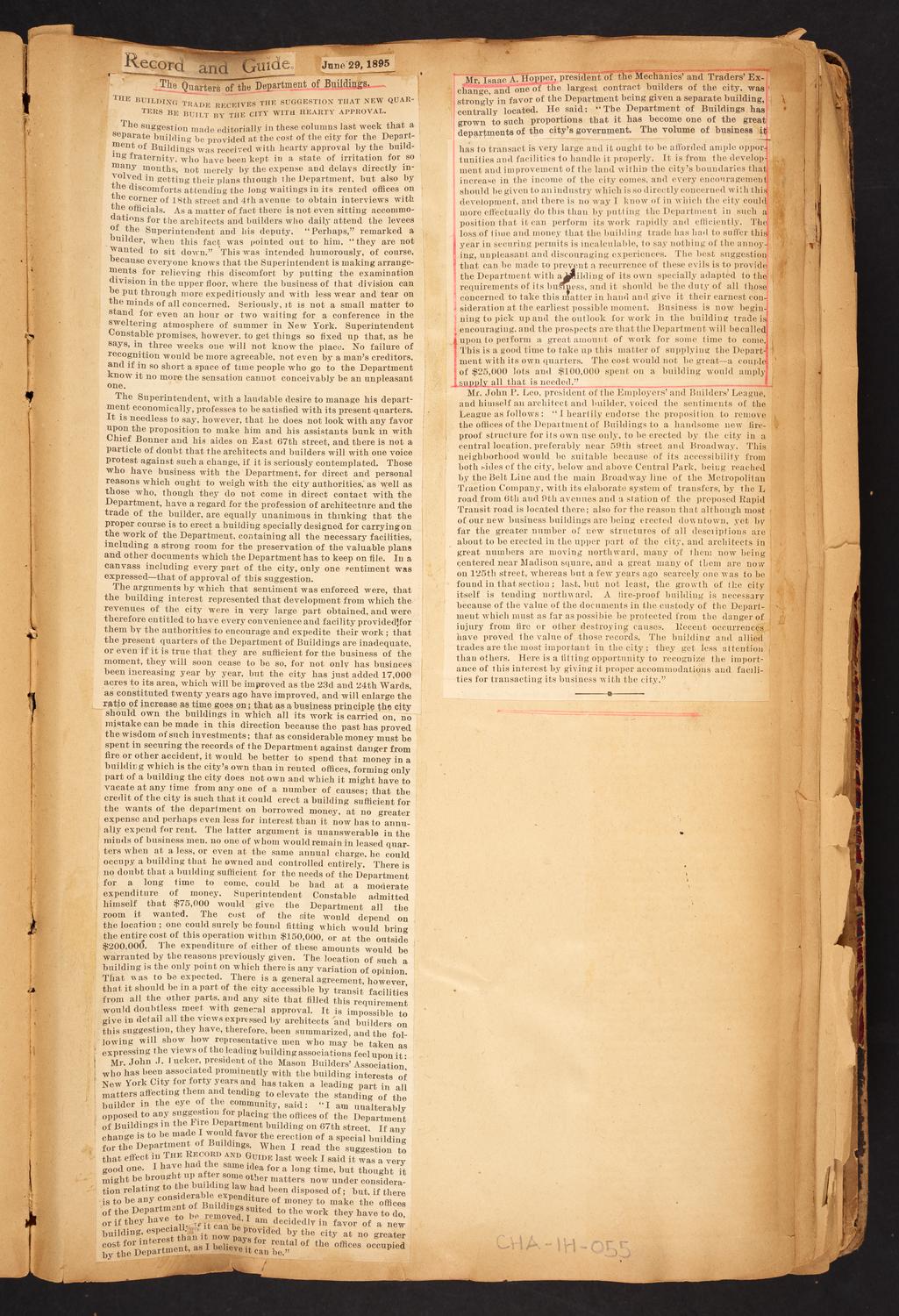 Isaac Hopper Scrapbook, page 55: 1895