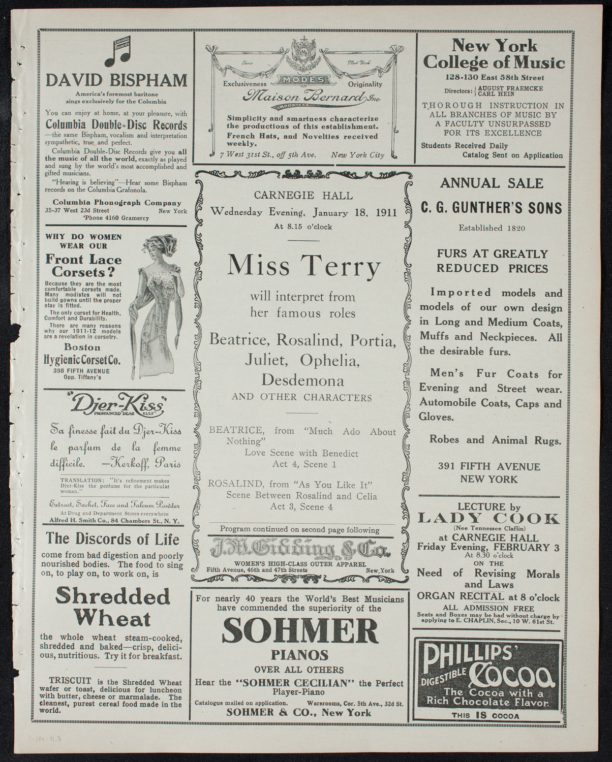 Ellen Terry, January 18, 1911, program page 5