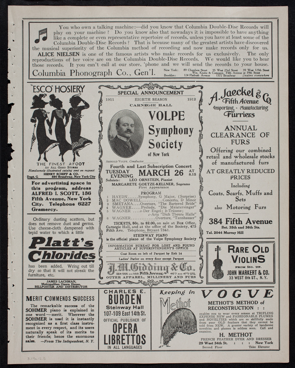 Catholic Oratorio Society, March 19, 1912, program page 9