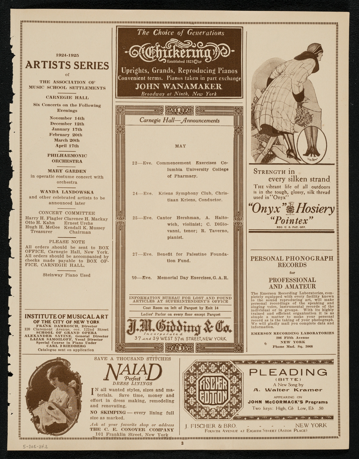 Ceremony of a Public Expression of Italian-American Unity, May 20, 1924, program page 3