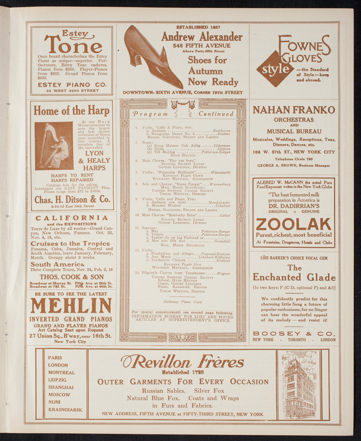 United Swedish Choral Society, December 11, 1915, program page 7
