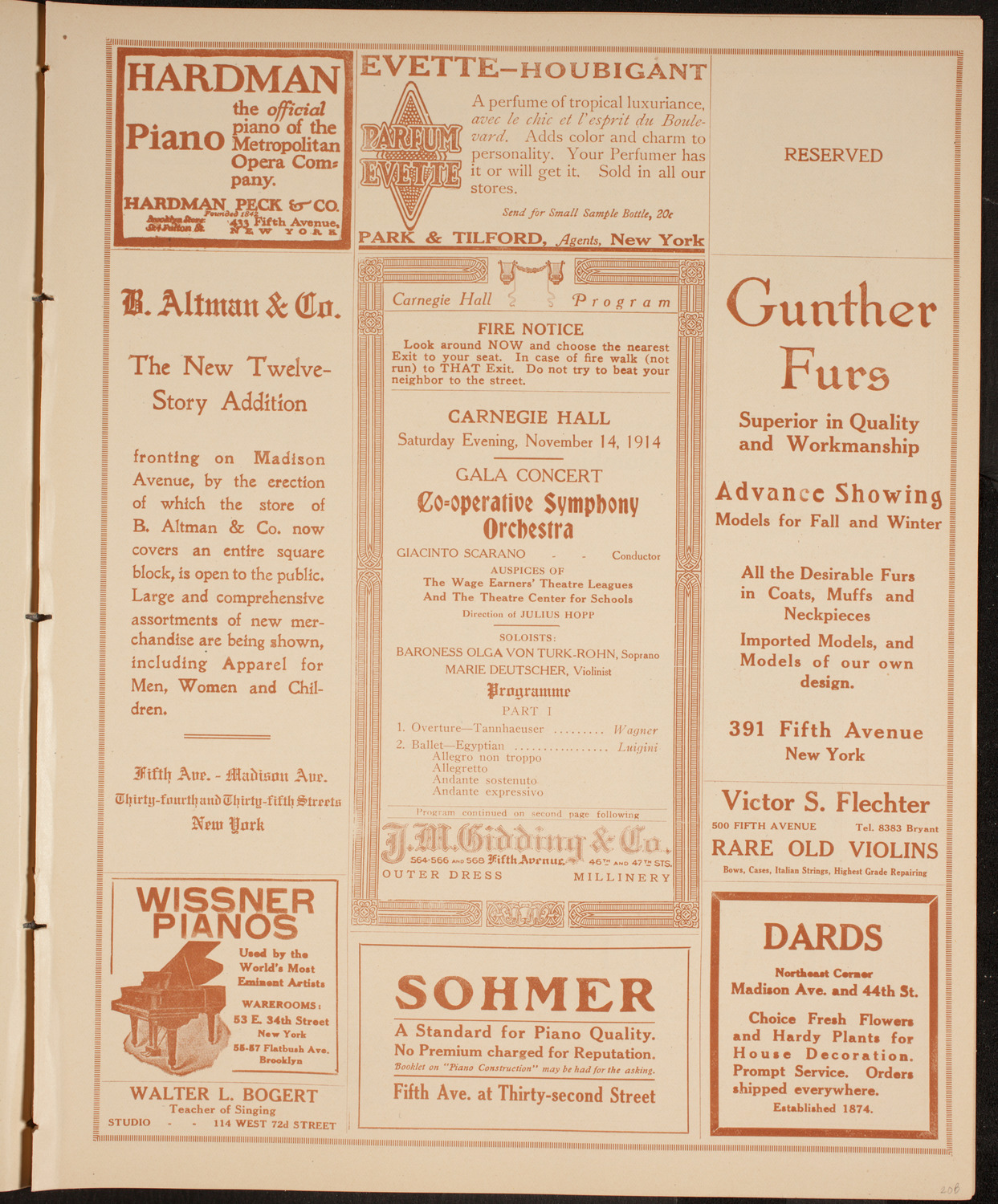 Co-Operative Symphony Orchestra, November 14, 1914, program page 5