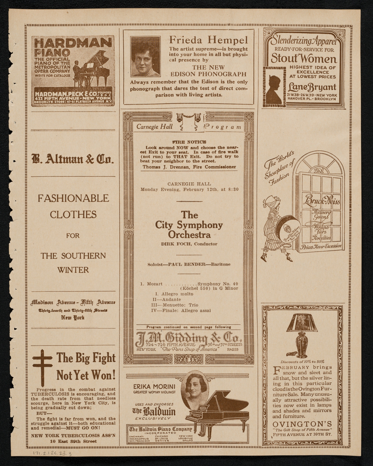 City Symphony Orchestra, February 12, 1923, program page 5