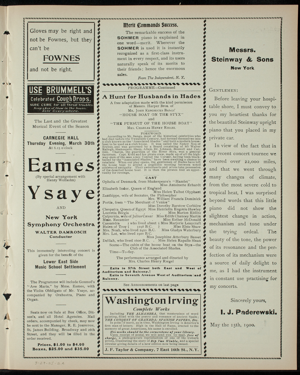 Miss Spence's School Society, March 29, 1905, program page 3