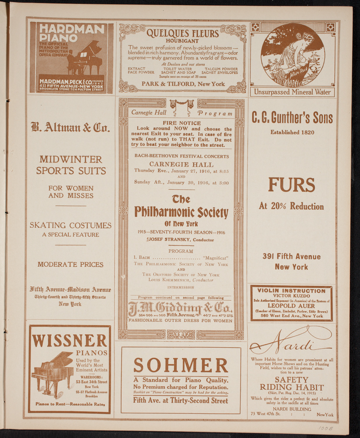 New York Philharmonic, January 27, 1916, program page 5