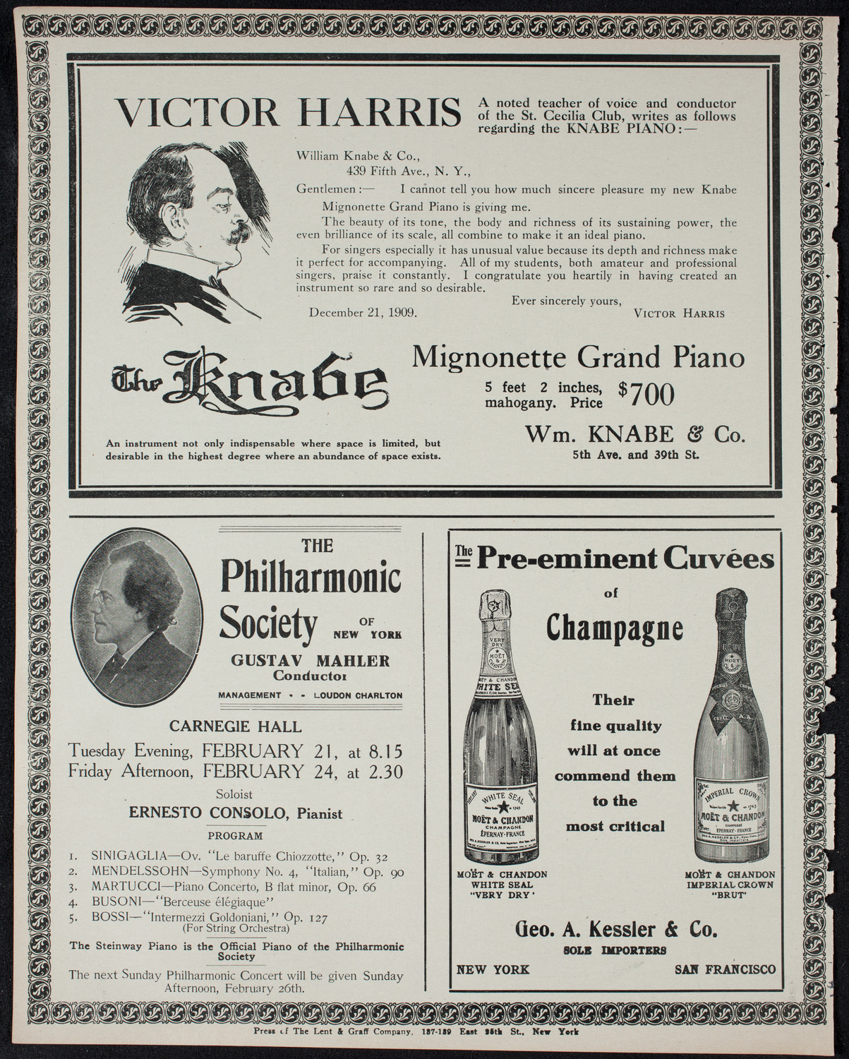 New York Philharmonic, February 19, 1911, program page 12