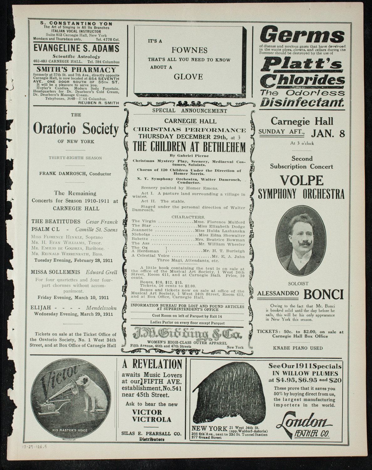 Oratorio Society of New York, December 27, 1910, program page 9