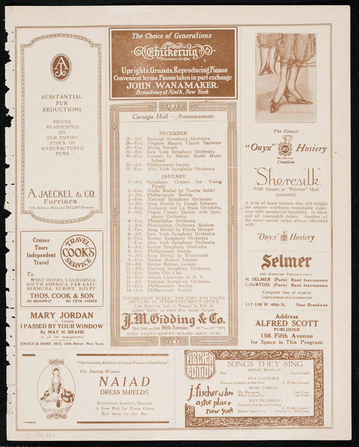 Oratorio Society of New York, December 27, 1920, program page 3