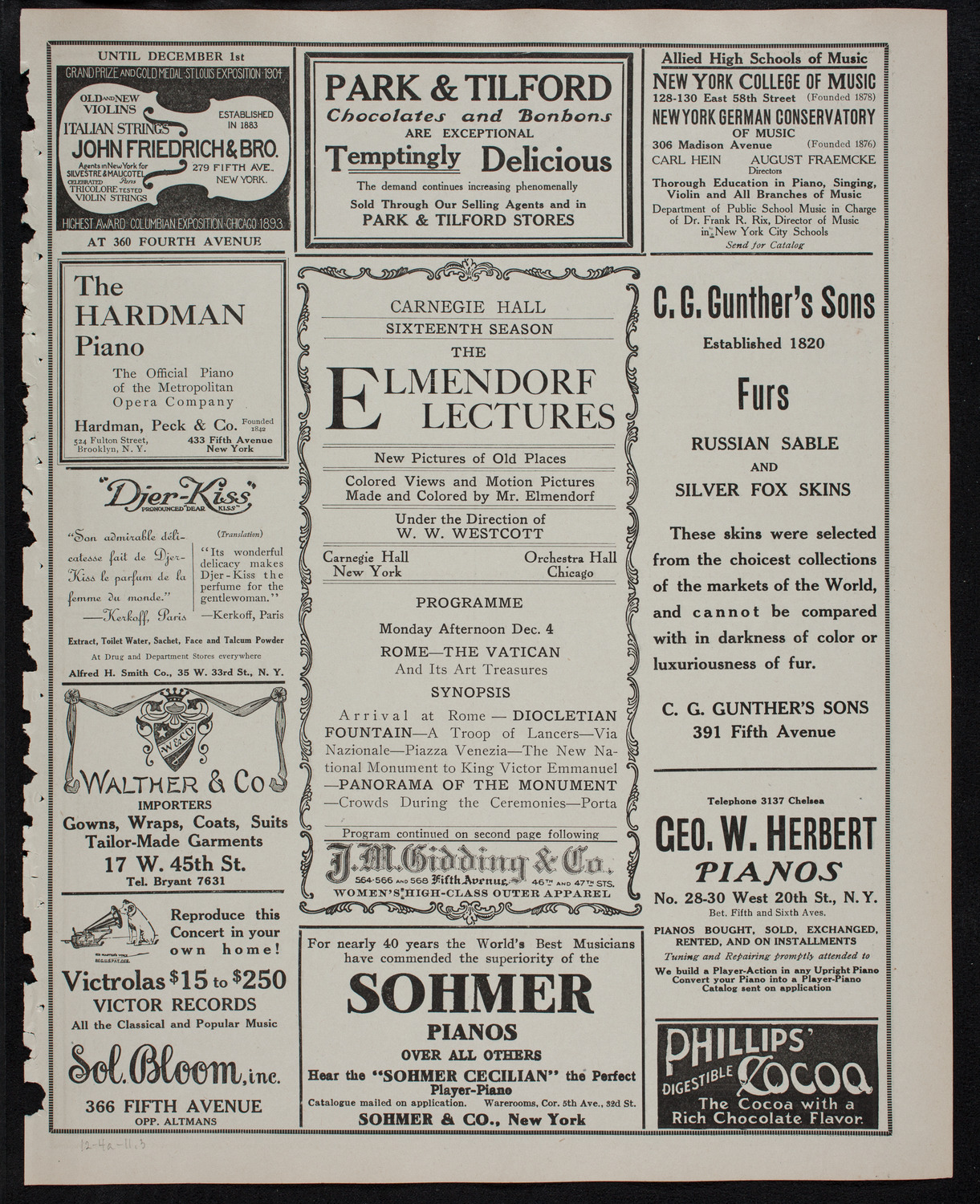 Elmendorf Lecture: Rome, December 4, 1911, program page 5