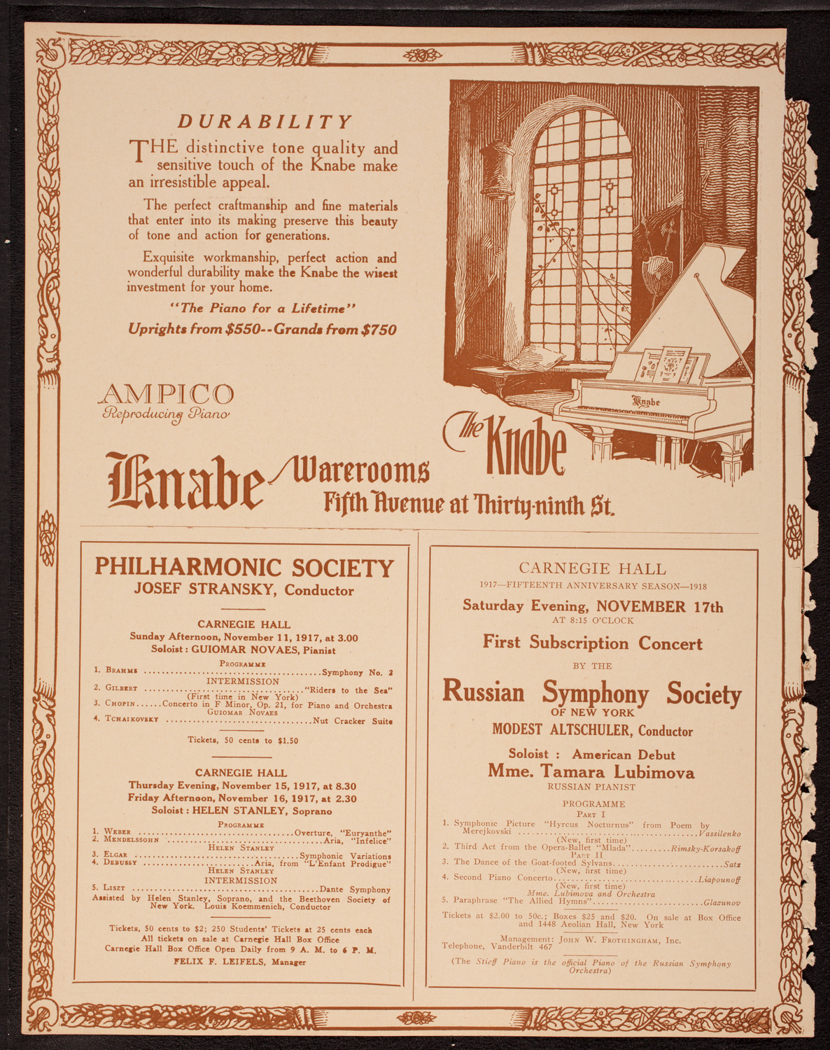 New York Symphony Orchestra, November 10, 1917, program page 12