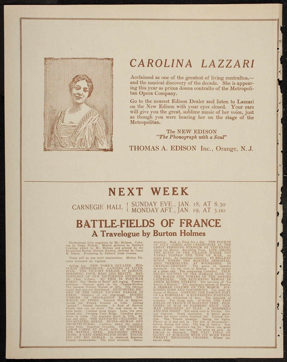 Lecture by Major Arthur Bles, January 12, 1920, program page 2