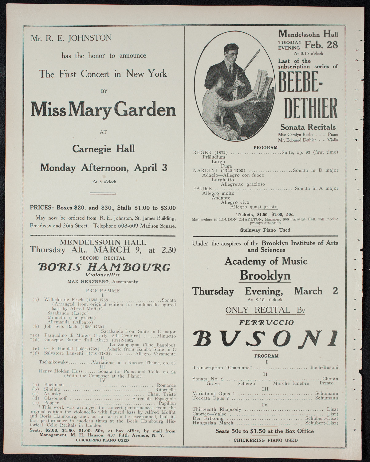New York Philharmonic, February 21, 1911, program page 10
