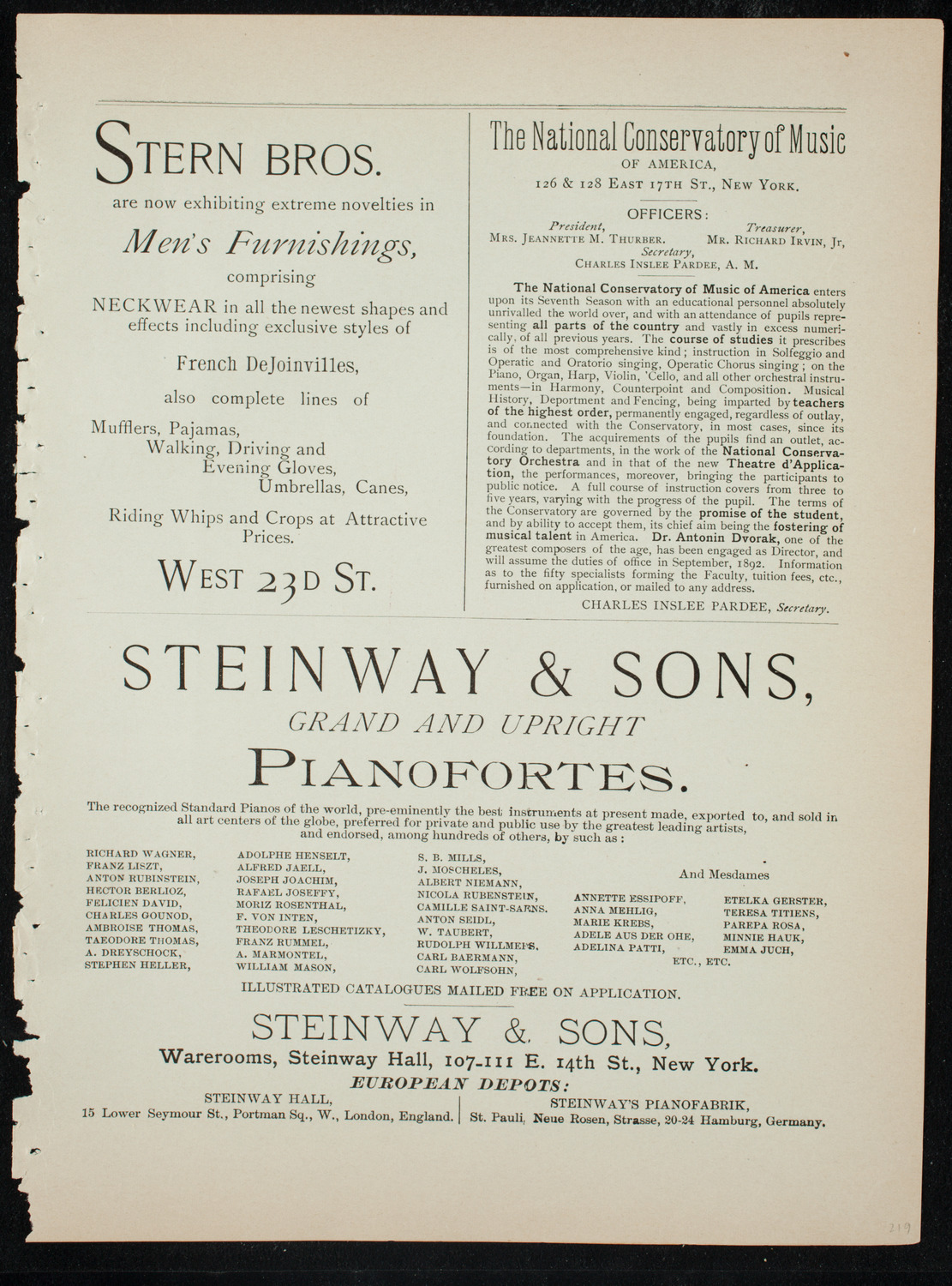 Oratorio Society of New York, November 27, 1891, program page 7