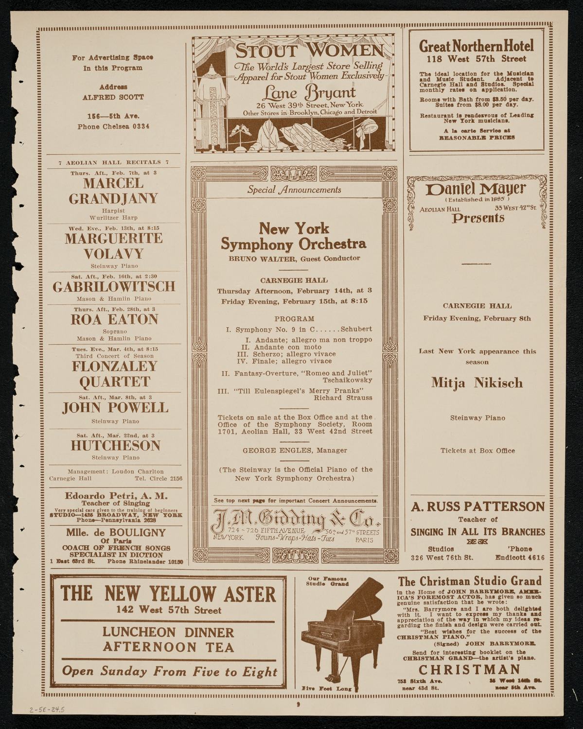 Philadelphia Orchestra, February 5, 1924, program page 9