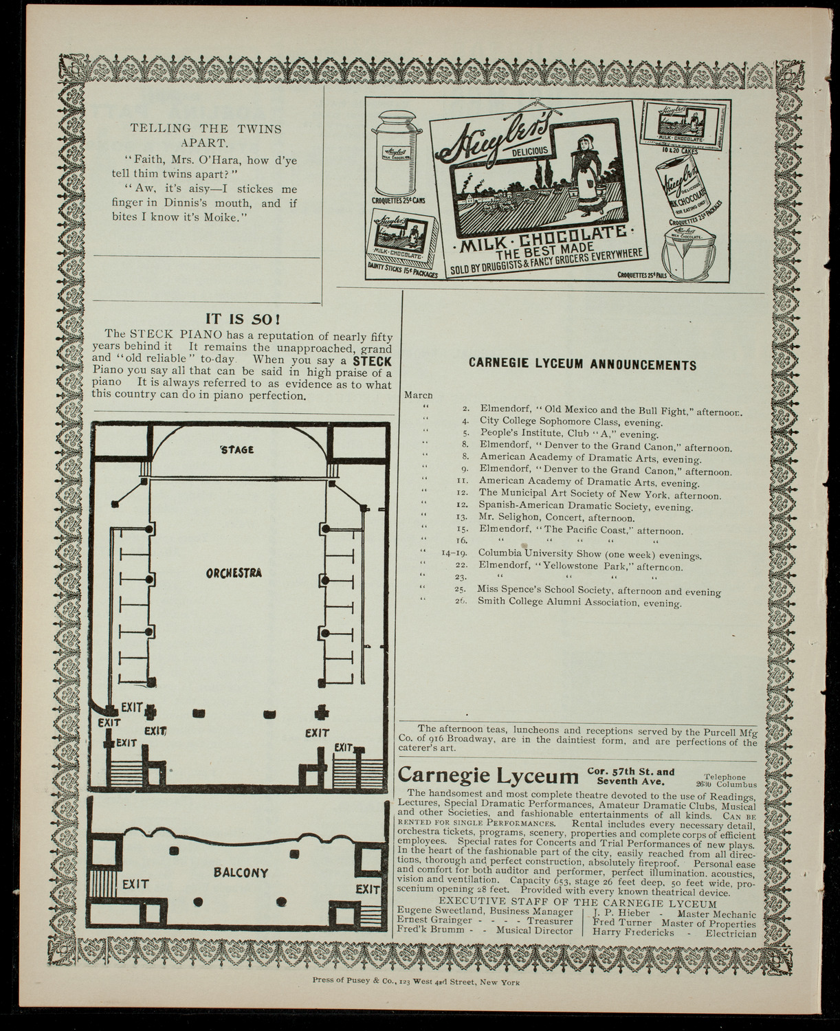 Elmendorf Lecture, March 1, 1904, program page 4