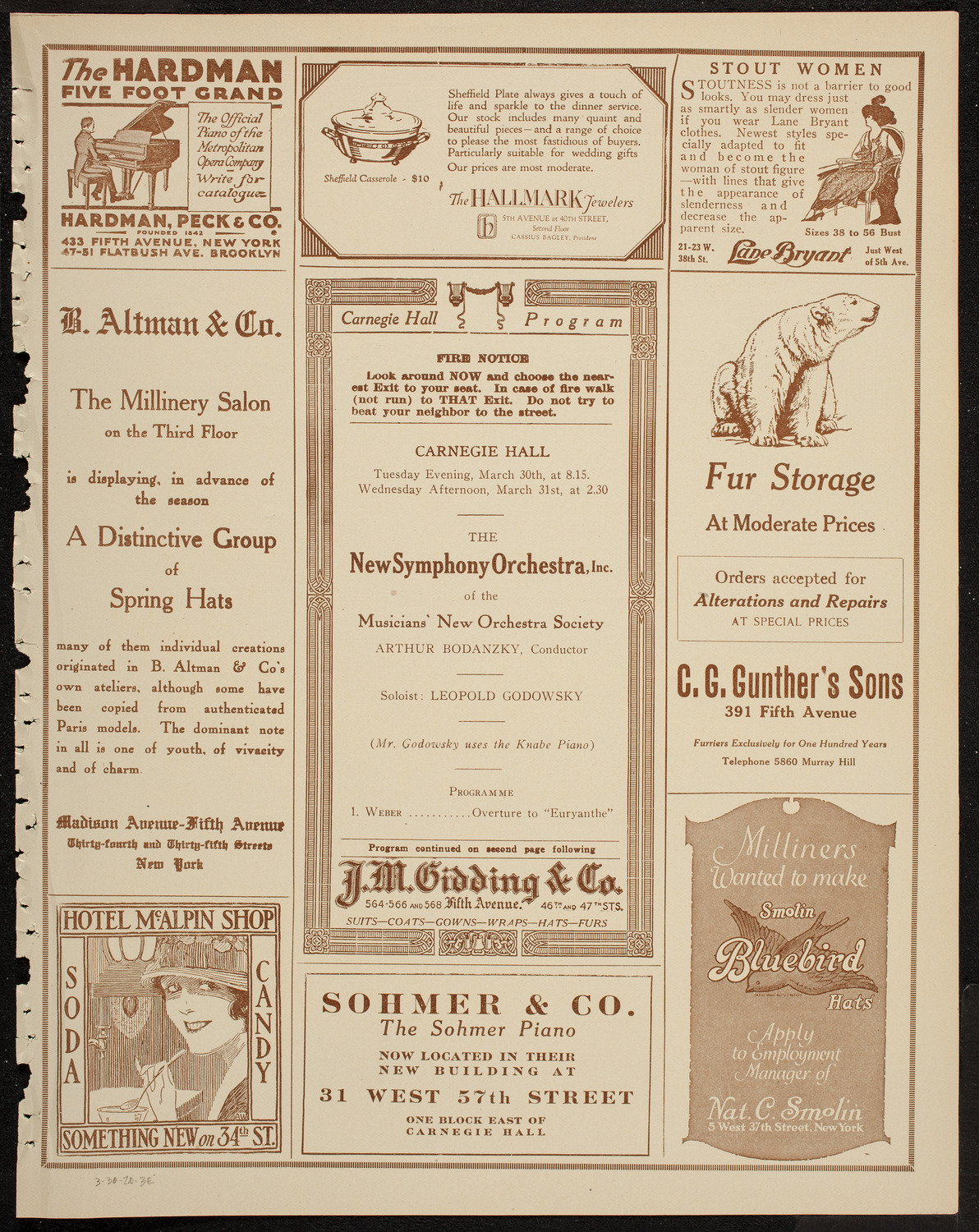 New Symphony Orchestra, March 30, 1920, program page 5