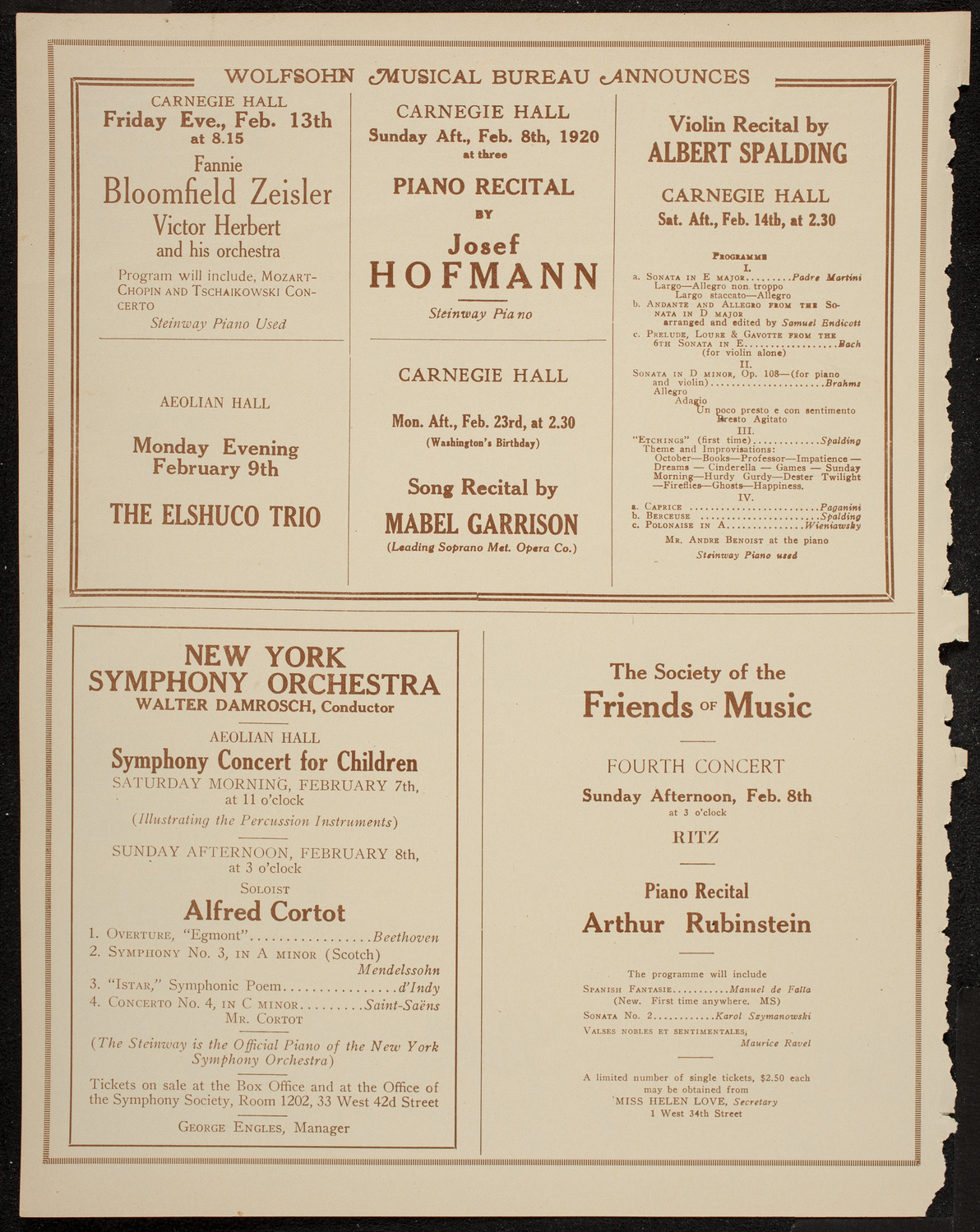 Boston Symphony Orchestra, February 5, 1920, program page 8