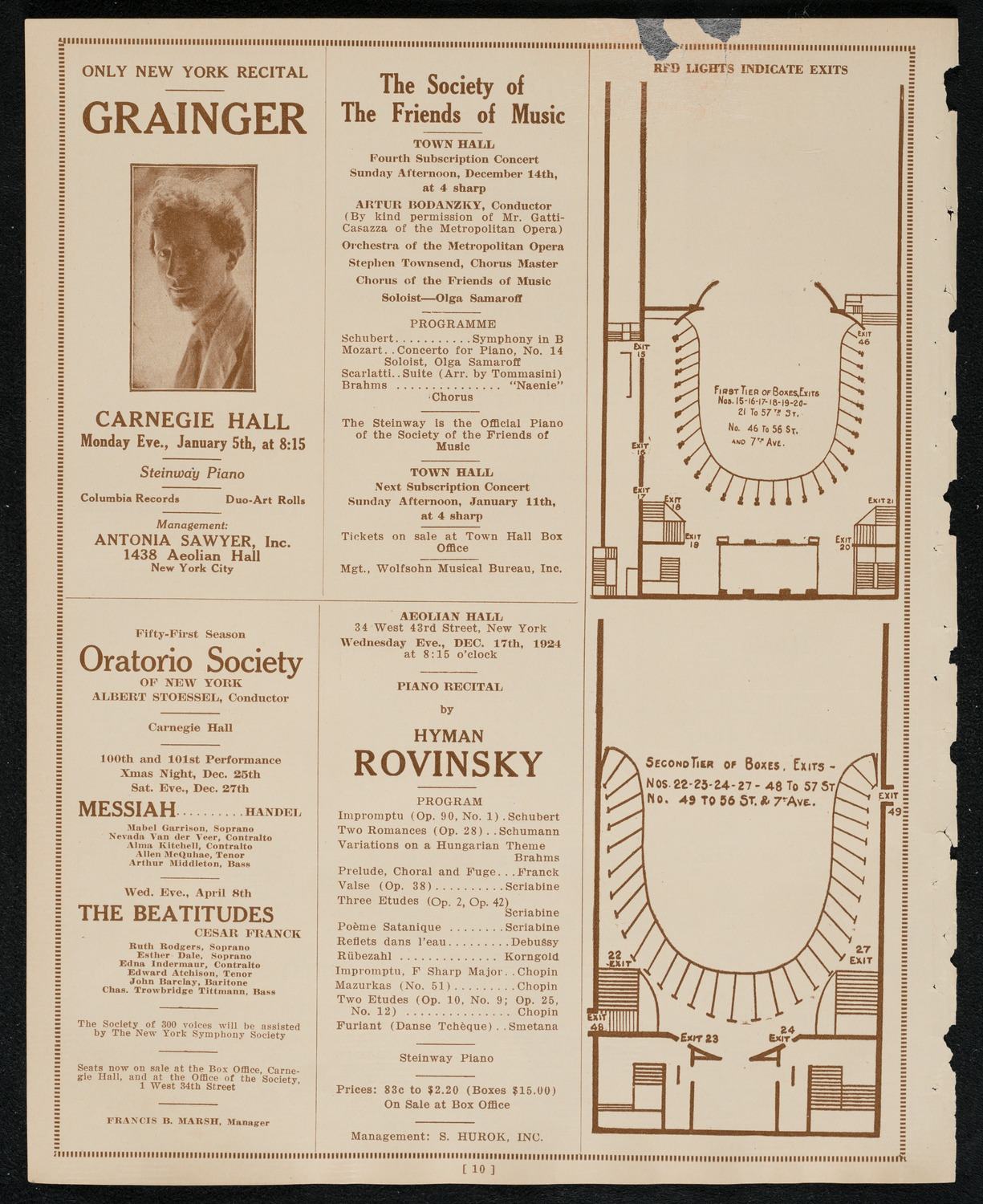 New York Philharmonic, December 12, 1924, program page 10