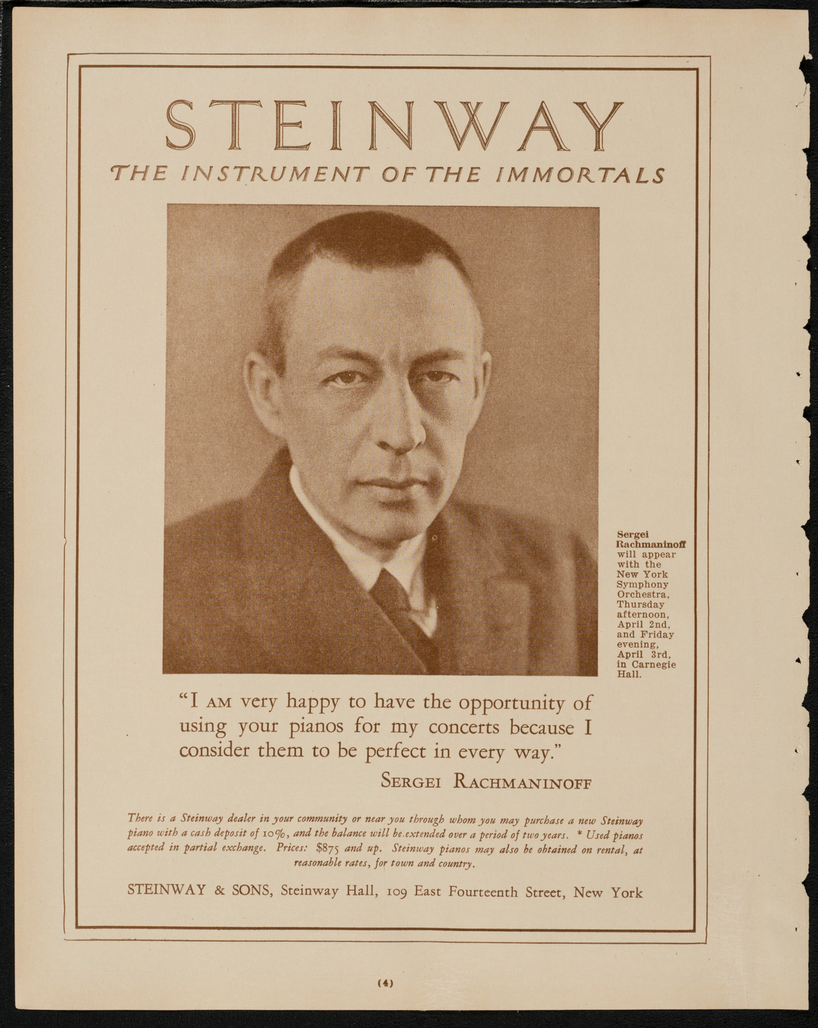 New York Symphony Orchestra, April 3, 1925, program page 4