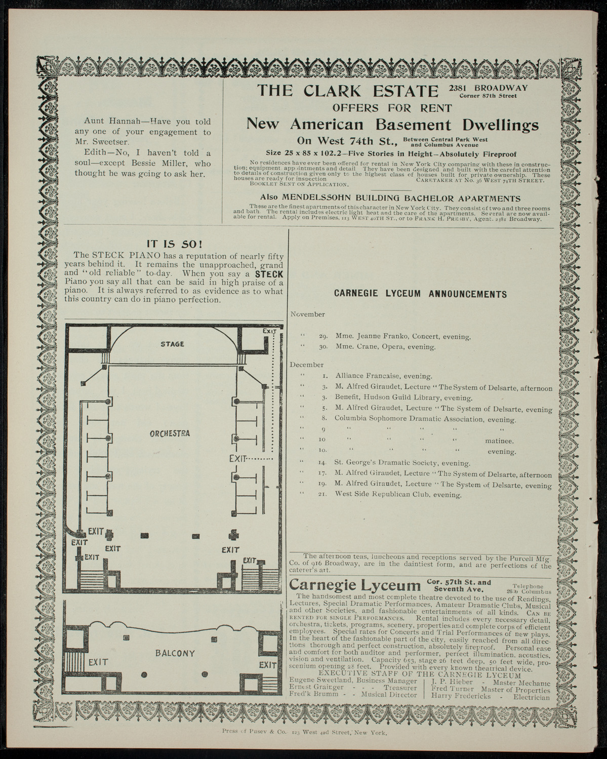 Progressive Stage Society, November 27, 1904, program page 4