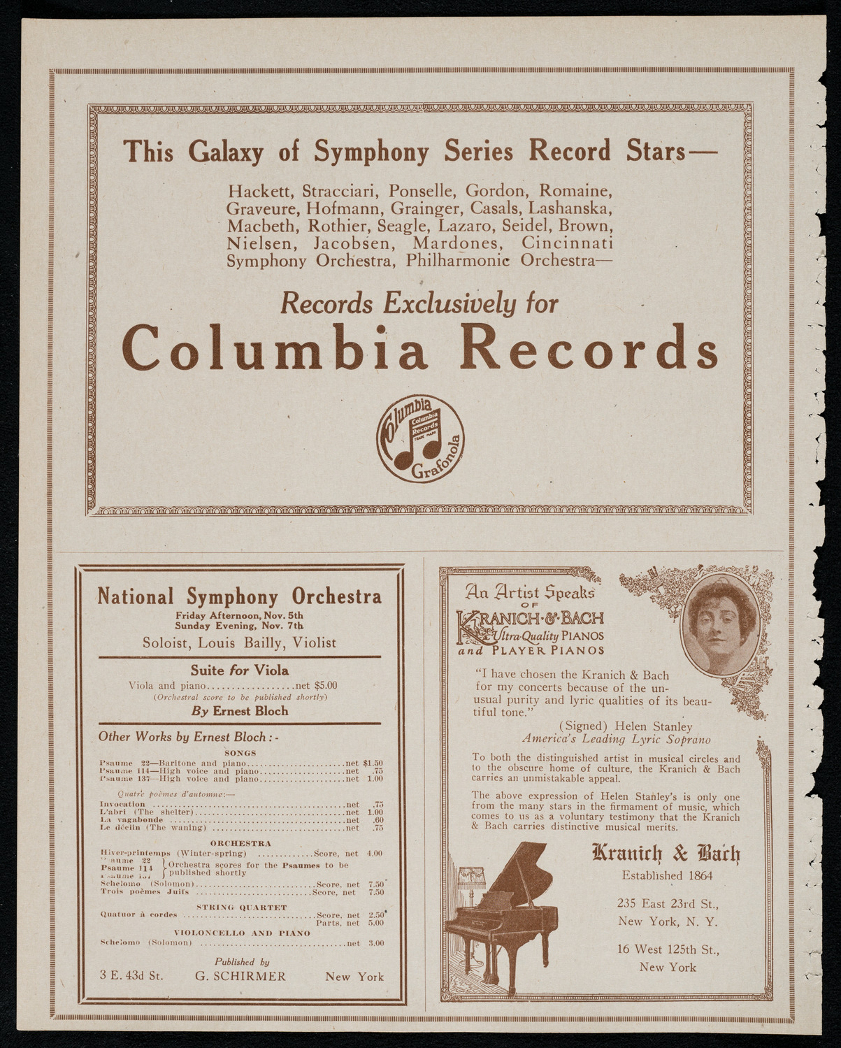 National Symphony Orchestra, November 5, 1920, program page 6