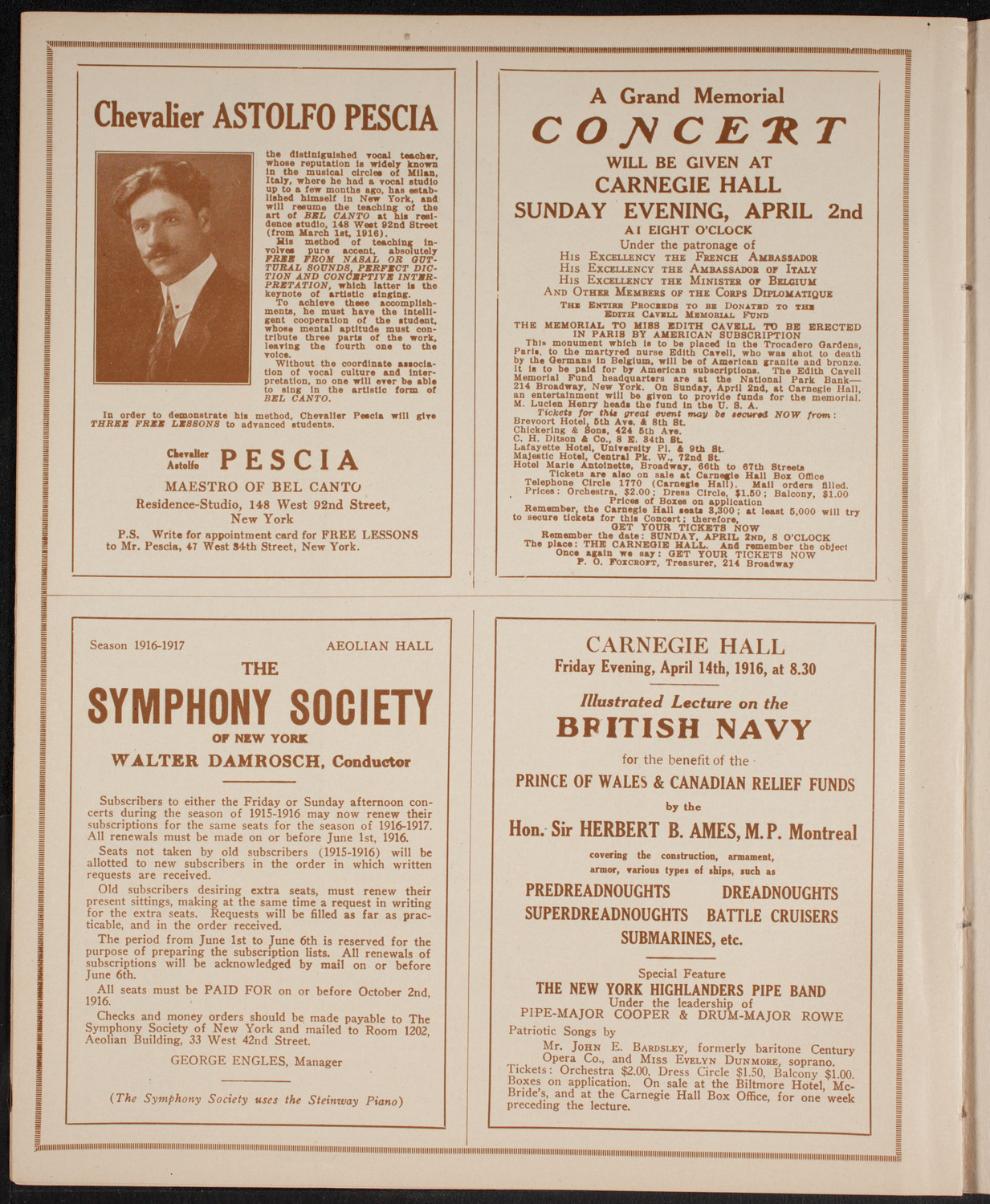 Benefit: Scandinavian Emigrant Home, April 1, 1916, program page 8