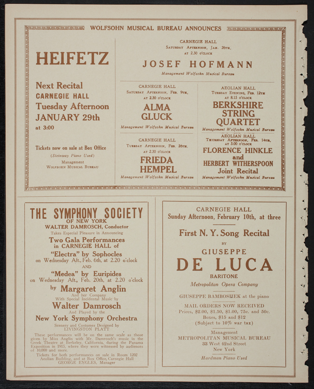 New York Philharmonic, January 19, 1918, program page 8
