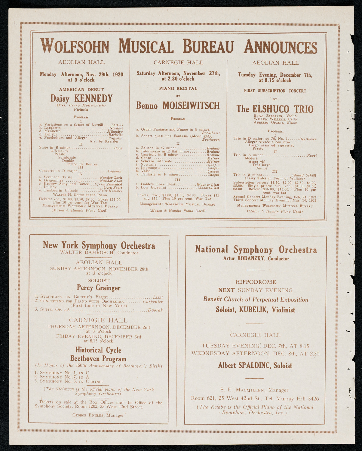 Flora Mora, Piano, November 25, 1920, program page 8