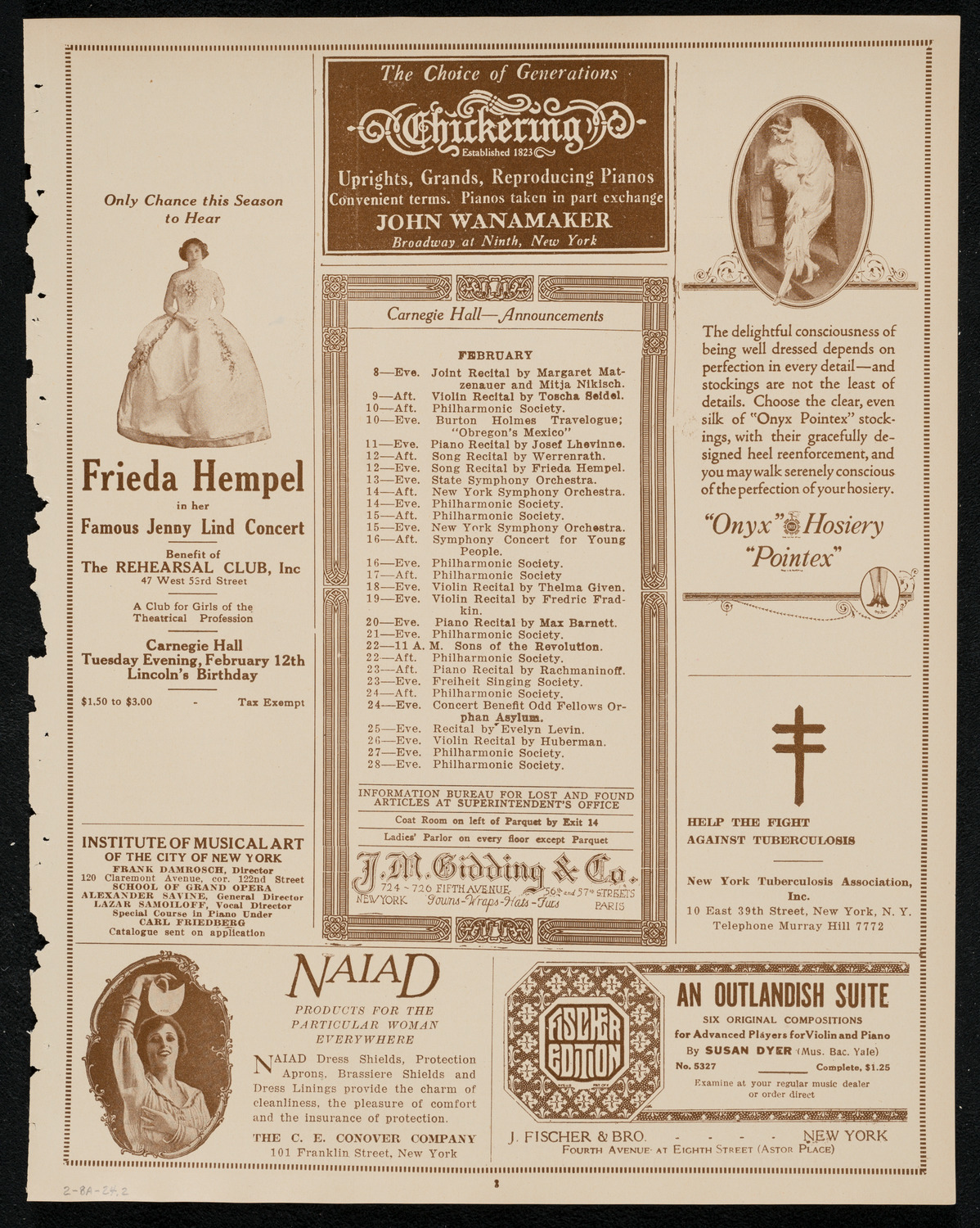 New York Philharmonic, February 8, 1924, program page 3