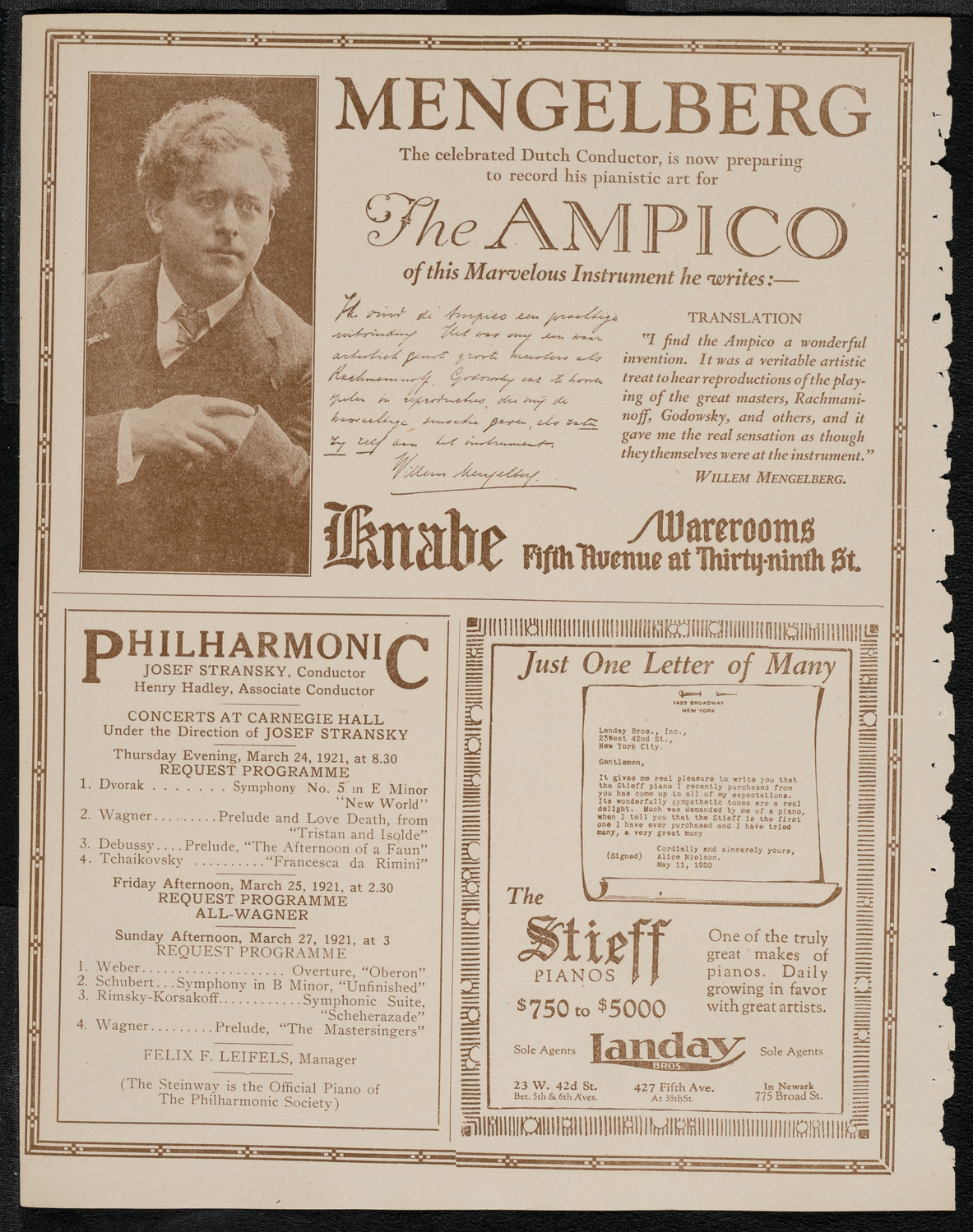 Boston Symphony Orchestra, March 19, 1921, program page 12