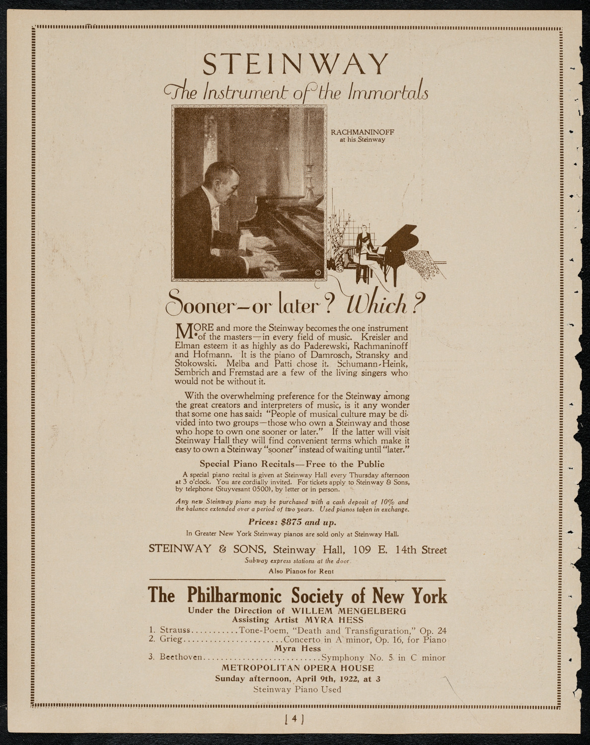 Toronto Mendelssohn Choir, April 4, 1922, program page 4