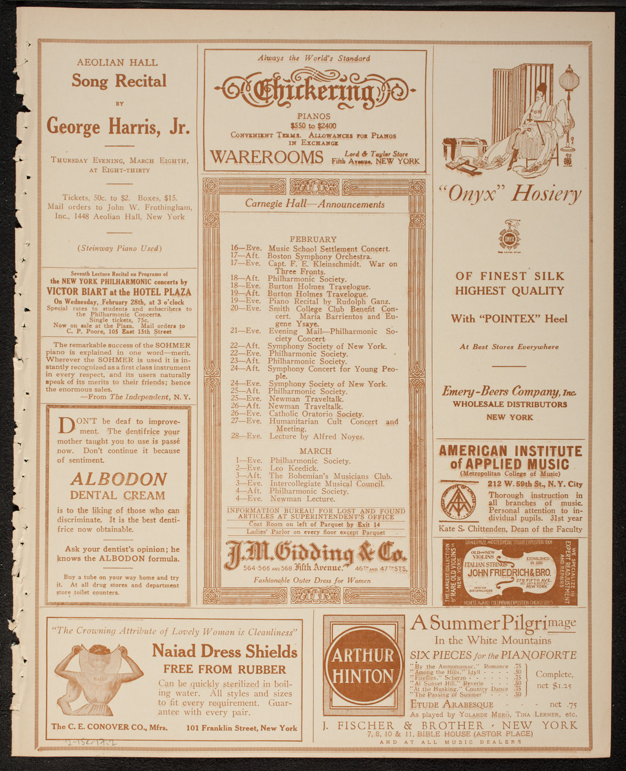 Boston Symphony Orchestra, February 15, 1917, program page 3