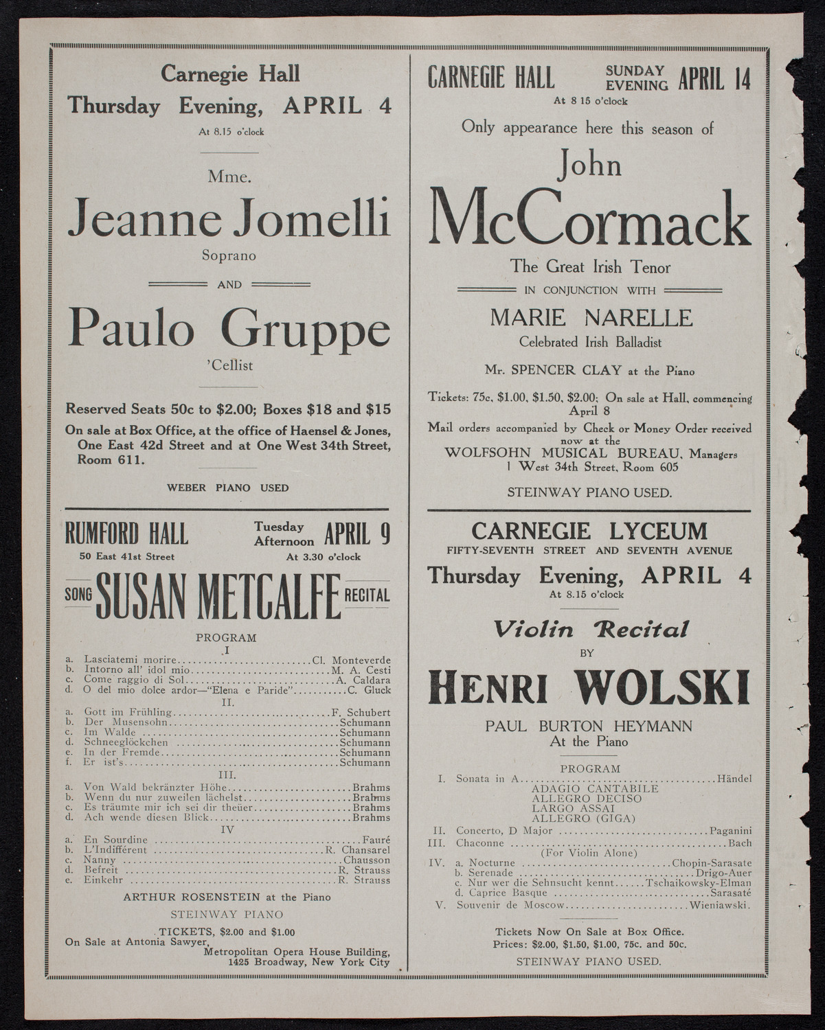 Brahms Festival: New York Symphony Orchestra and Oratorio Society of New York, March 30, 1912, program page 10