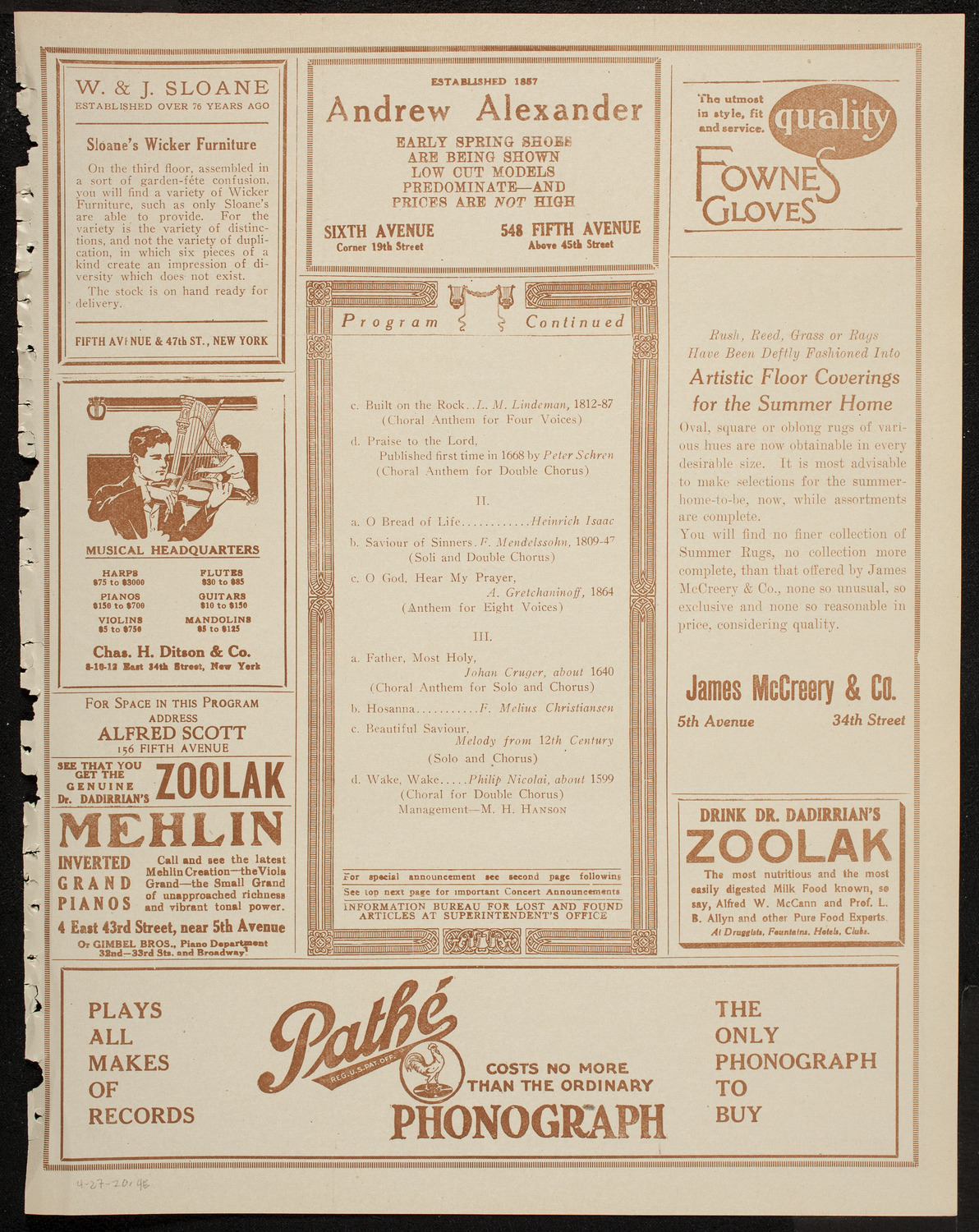St. Olaf Choir, April 27, 1920, program page 7