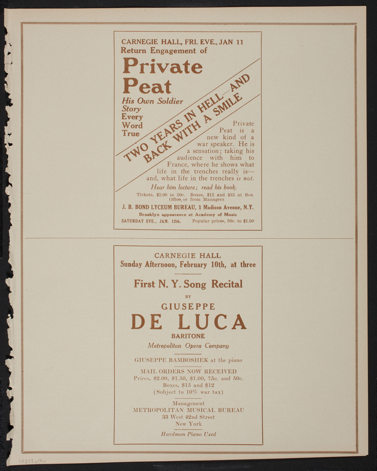 Meeting: The Humanitarian Cult, January 8, 1918, program page 11