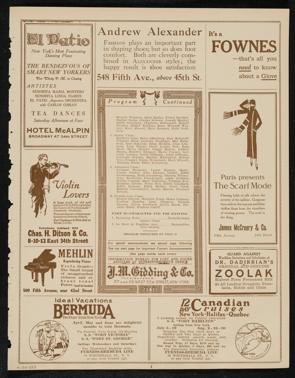 Chalif Russian School of Dancing, April 12, 1924, program page 7
