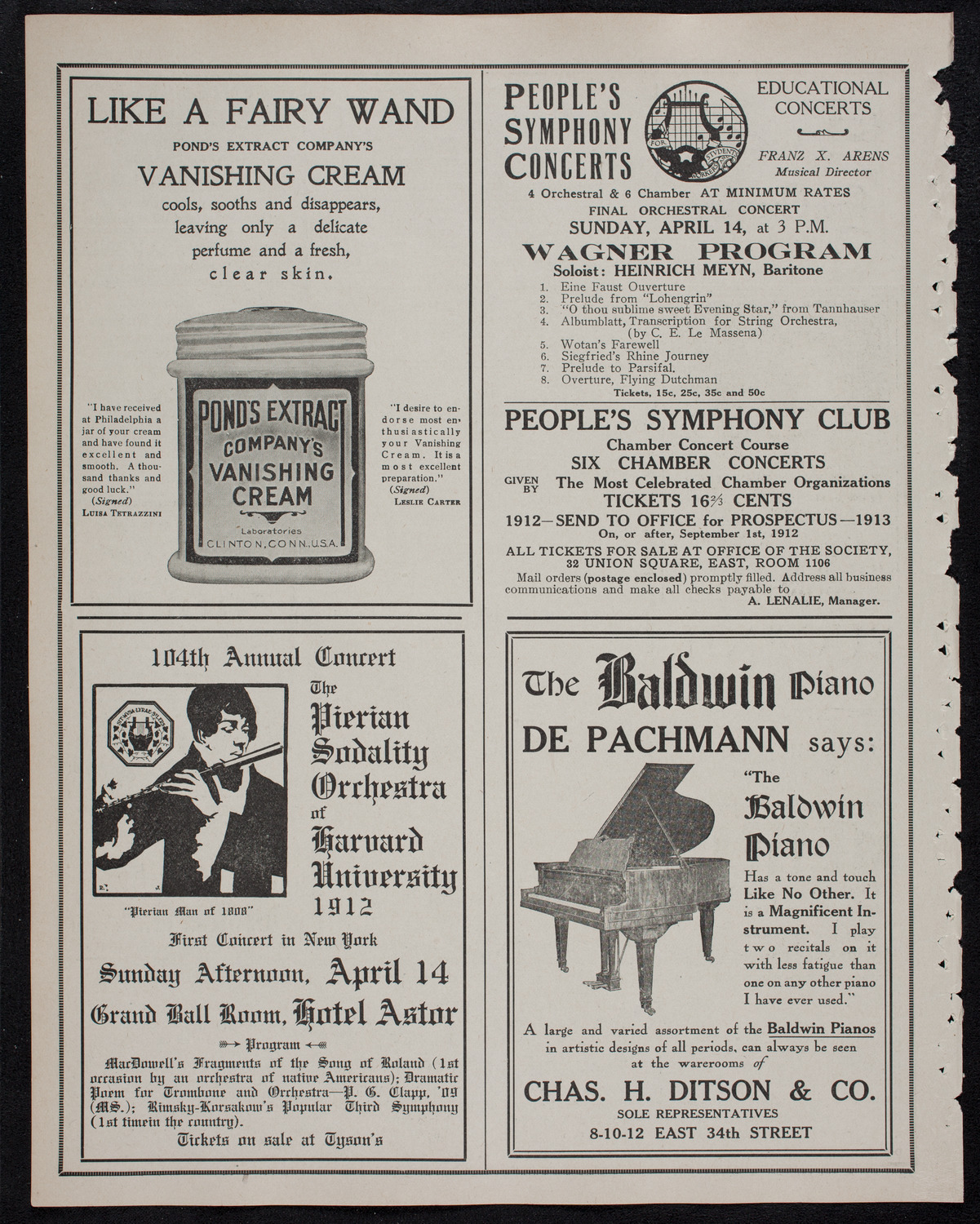 Vladimir de Pachmann, Piano, April 13, 1912, program page 8