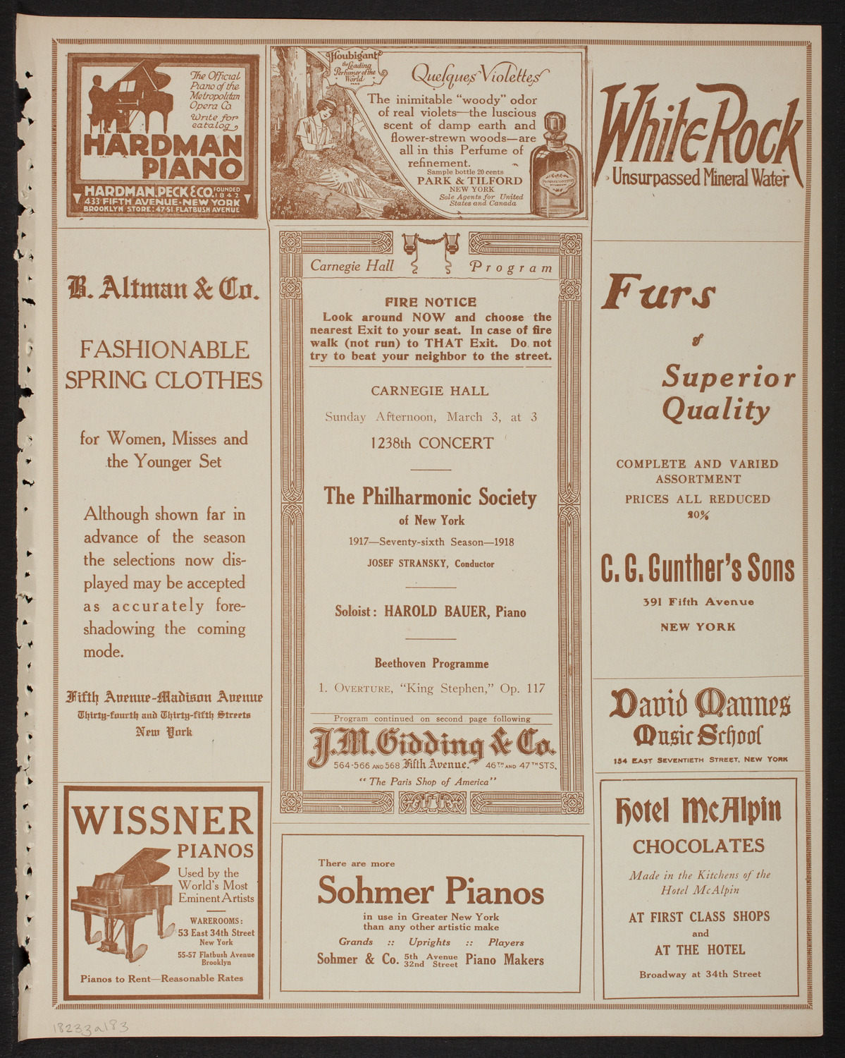 New York Philharmonic, March 3, 1918, program page 5