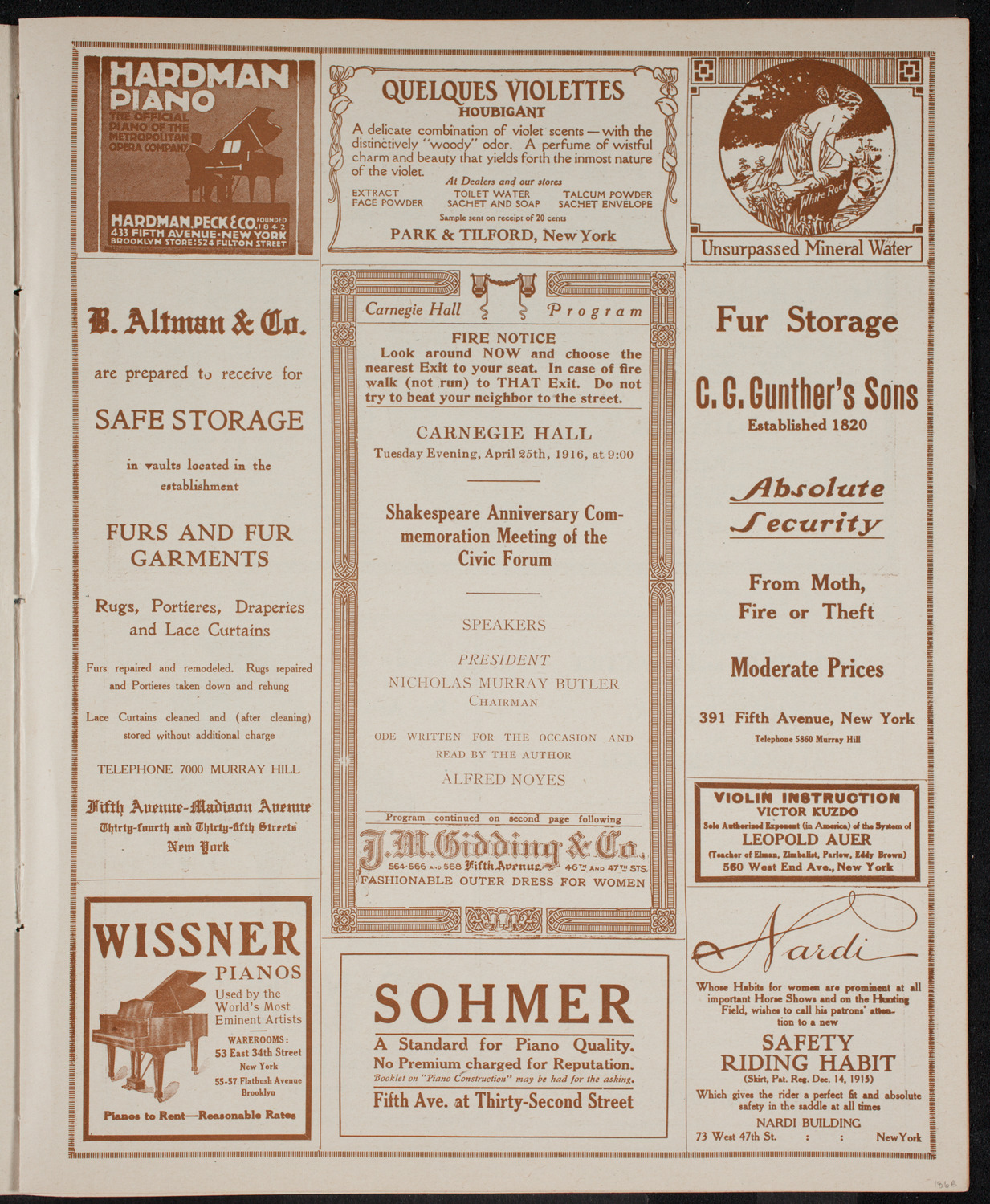 The Civic Forum: Shakespeare Anniversary Commemoration, April 25, 1916, program page 5