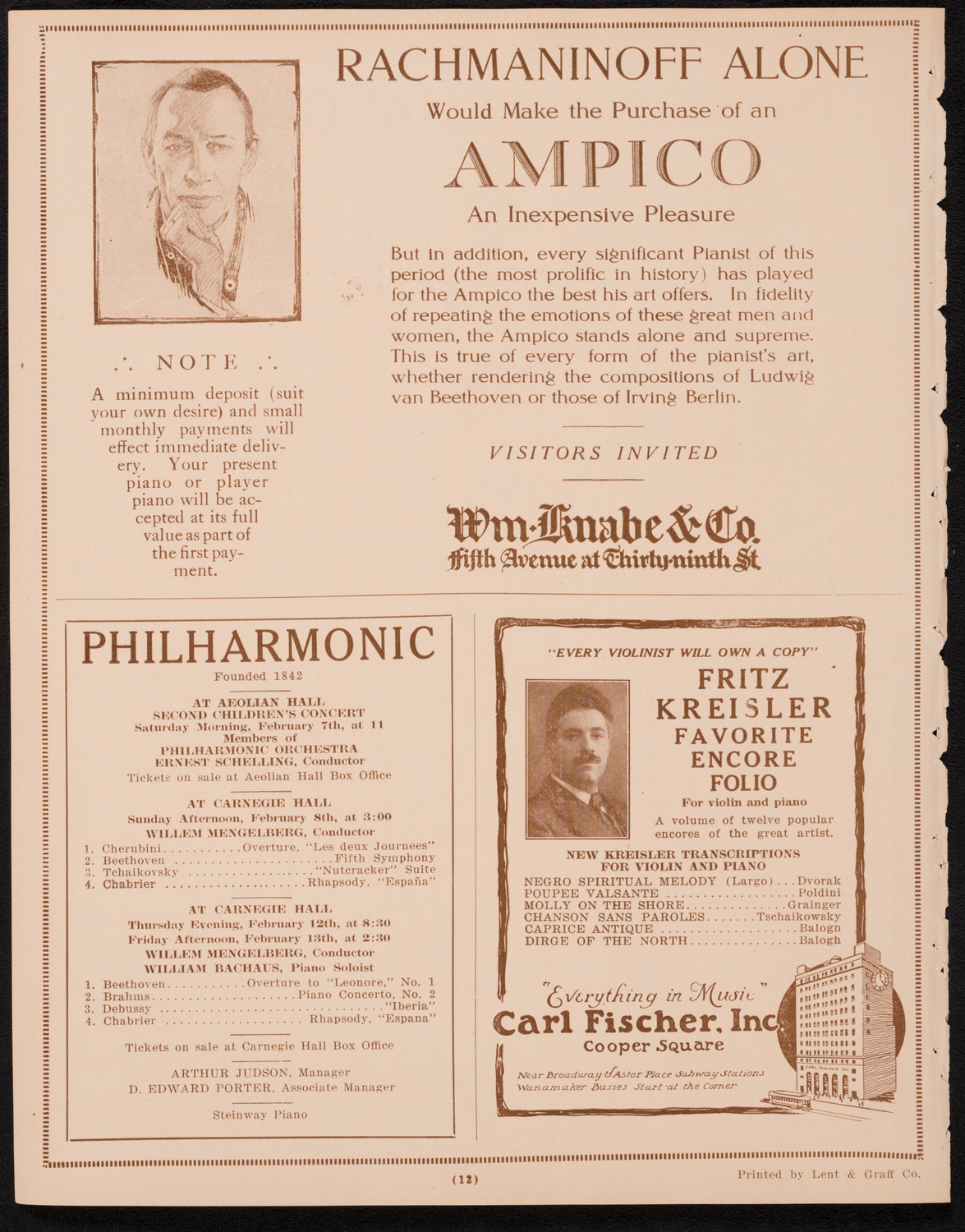 New York Philharmonic, February 6, 1925, program page 12