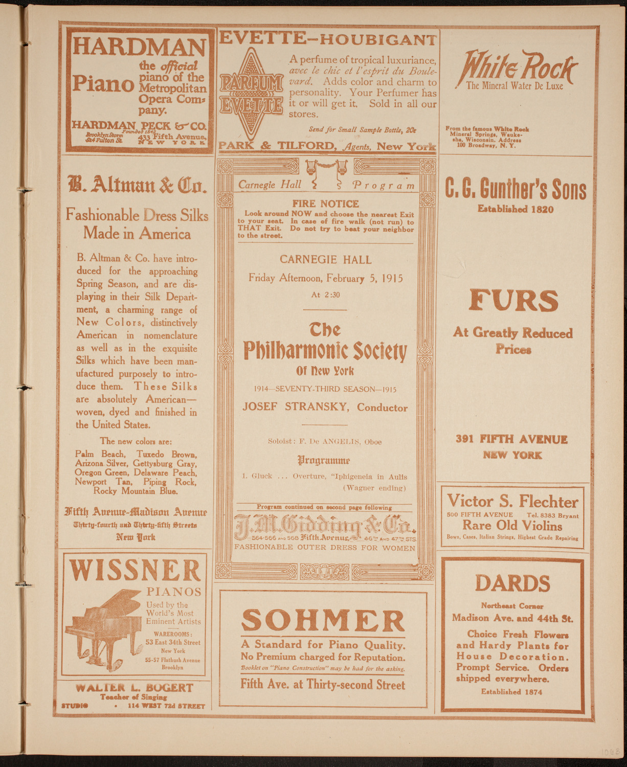 New York Philharmonic, February 5, 1915, program page 5