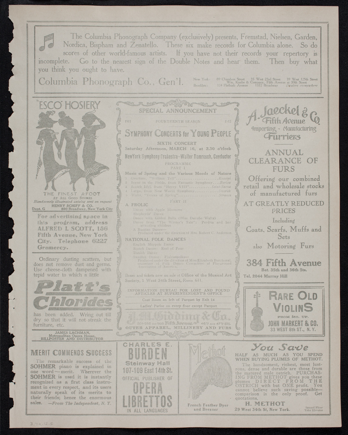 Jeanne Gerville-Réache, Contralto, March 7, 1912, program page 9