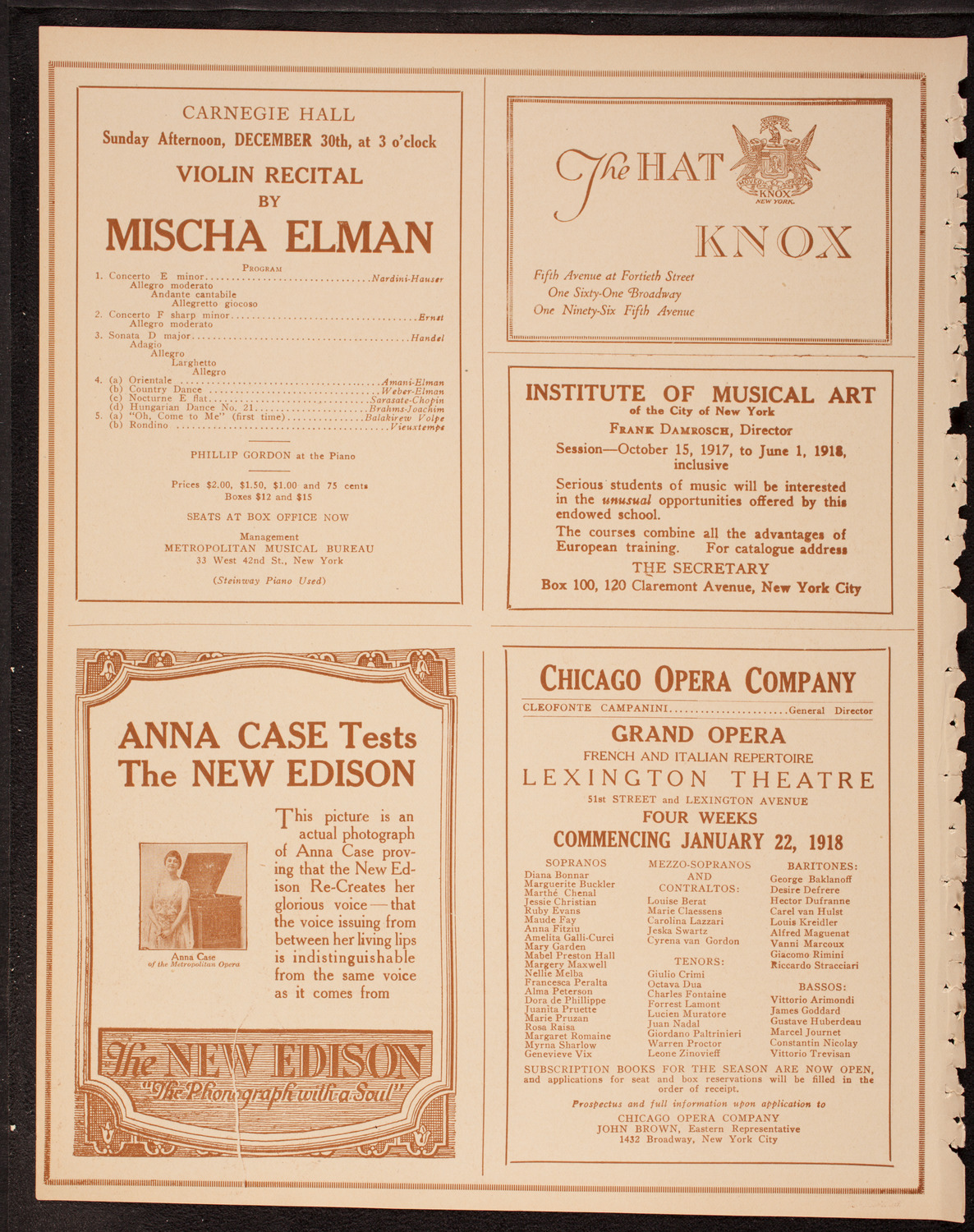 New York Philharmonic, December 23, 1917, program page 2